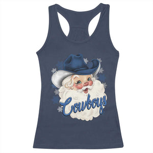 Christmas Cowboys Fan Racerback Tank Top Funny Xmas American Football Blue Santa TS11 Navy Print Your Wear