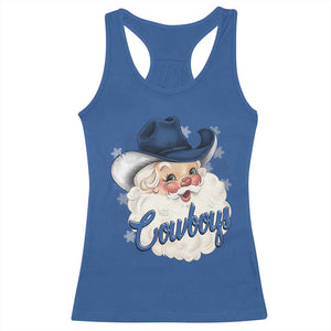 Christmas Cowboys Fan Racerback Tank Top Funny Xmas American Football Blue Santa TS11 Royal Blue Print Your Wear