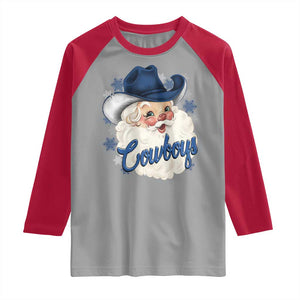 Christmas Cowboys Fan Raglan Shirt Funny Xmas American Football Blue Santa TS11 Sport Gray Red Print Your Wear