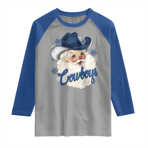 Christmas Cowboys Fan Raglan Shirt Funny Xmas American Football Blue Santa TS11 Sport Gray Royal Print Your Wear