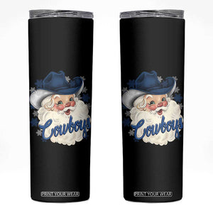 Christmas Cowboys Fan Skinny Tumbler Funny Xmas American Football Blue Santa TS11 Black Print Your Wear