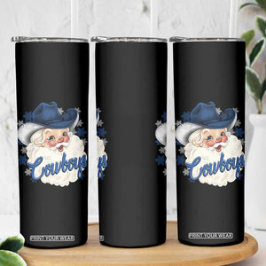 Christmas Cowboys Fan Skinny Tumbler Funny Xmas American Football Blue Santa TS11 Print Your Wear