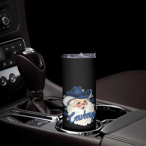 Christmas Cowboys Fan Skinny Tumbler Funny Xmas American Football Blue Santa TS11 Print Your Wear