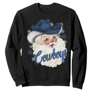 Christmas Cowboys Fan Sweatshirt Funny Xmas American Football Blue Santa TS11 Black Print Your Wear