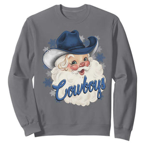 Christmas Cowboys Fan Sweatshirt Funny Xmas American Football Blue Santa TS11 Charcoal Print Your Wear
