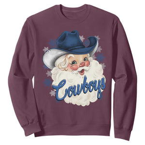 Christmas Cowboys Fan Sweatshirt Funny Xmas American Football Blue Santa TS11 Maroon Print Your Wear