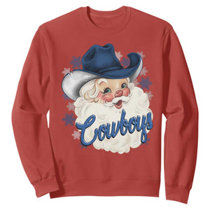 Christmas Cowboys Fan Sweatshirt Funny Xmas American Football Blue Santa TS11 Red Print Your Wear
