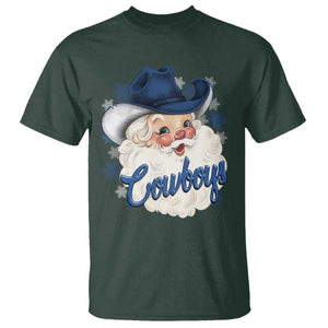Christmas Cowboys Fan T Shirt Funny Xmas American Football Blue Santa TS11 Dark Forest Green Print Your Wear