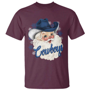 Christmas Cowboys Fan T Shirt Funny Xmas American Football Blue Santa TS11 Maroon Print Your Wear