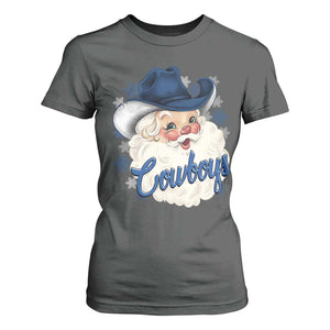 Christmas Cowboys Fan T Shirt For Women Funny Xmas American Football Blue Santa TS11 Dark Heather Print Your Wear