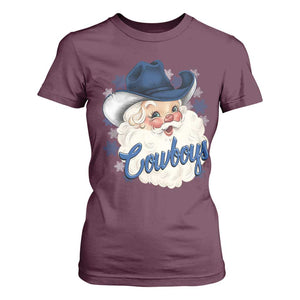 Christmas Cowboys Fan T Shirt For Women Funny Xmas American Football Blue Santa TS11 Maroon Print Your Wear