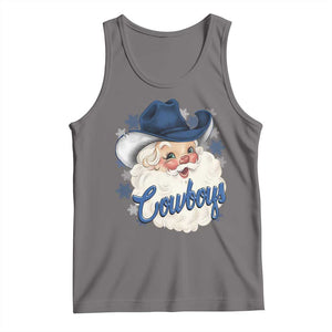 Christmas Cowboys Fan Tank Top Funny Xmas American Football Blue Santa TS11 Deep Heather Print Your Wear