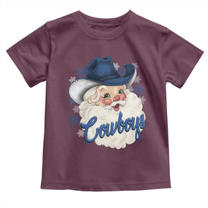 Christmas Cowboys Fan Toddler T Shirt Funny Xmas American Football Blue Santa TS11 Maroon Print Your Wear