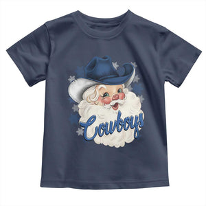 Christmas Cowboys Fan Toddler T Shirt Funny Xmas American Football Blue Santa TS11 Navy Print Your Wear