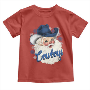 Christmas Cowboys Fan Toddler T Shirt Funny Xmas American Football Blue Santa TS11 Red Print Your Wear