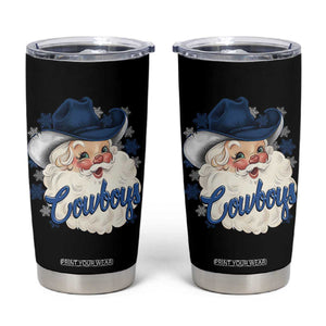 Christmas Cowboys Fan Tumbler Cup Funny Xmas American Football Blue Santa TS11 Black Print Your Wear