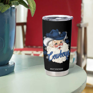 Christmas Cowboys Fan Tumbler Cup Funny Xmas American Football Blue Santa TS11 Print Your Wear