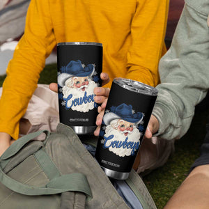 Christmas Cowboys Fan Tumbler Cup Funny Xmas American Football Blue Santa TS11 Print Your Wear