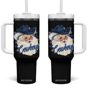 Christmas Cowboys Fan Tumbler With Handle Funny Xmas American Football Blue Santa TS11 One Size: 40 oz Black Print Your Wear