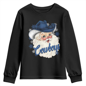 Christmas Cowboys Fan Youth Sweatshirt Funny Xmas American Football Blue Santa TS11 Black Print Your Wear