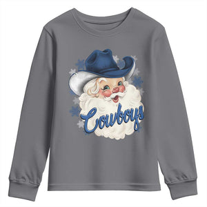 Christmas Cowboys Fan Youth Sweatshirt Funny Xmas American Football Blue Santa TS11 Charcoal Print Your Wear