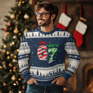 Funny 67 Meme 7 Year Old Birthday Xmas Ugly Christmas Sweater I Was 6 Now I Am 7 Brainrot TS11 Navy Beige Print Your Wear