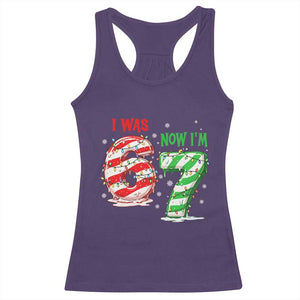 Funny 67 Meme 7 Year Old Birthday Christmas Racerback Tank Top I Was 6 Now I Am 7 Brainrot TS11 Purple Print Your Wear