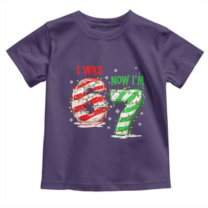 Funny 67 Meme 7 Year Old Birthday Christmas Toddler T Shirt I Was 6 Now I Am 7 Brainrot TS11 Purple Print Your Wear