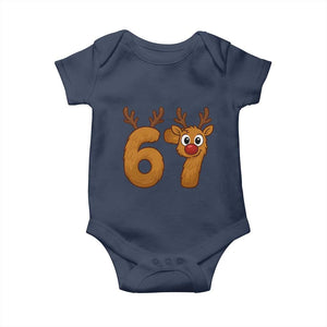 Funny 67 Christmas Reindeer Baby Onesie Six Seven Meme Xmas Holiday TS11 Navy Print Your Wear