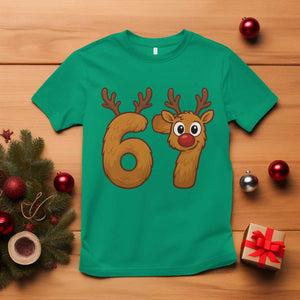 Funny 67 Christmas Reindeer T Shirt Six Seven Meme Xmas Holiday TS11 Irish Green Print Your Wear