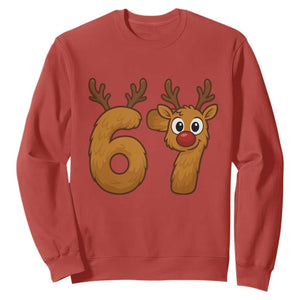 Funny 67 Christmas Reindeer Sweatshirt Six Seven Meme Xmas Holiday TS11 Red Print Your Wear