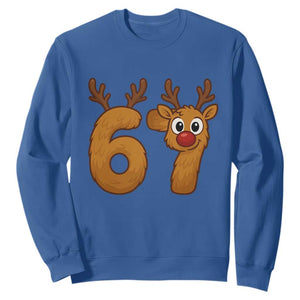 Funny 67 Christmas Reindeer Sweatshirt Six Seven Meme Xmas Holiday TS11 Royal Blue Print Your Wear