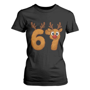 Funny 67 Christmas Reindeer T Shirt For Women Six Seven Meme Xmas Holiday TS11 Black Print Your Wear