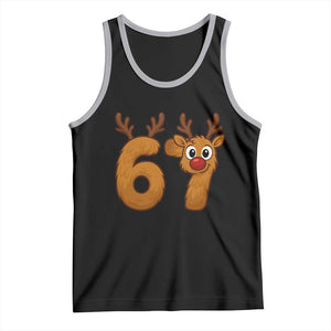 Funny 67 Christmas Reindeer Tank Top Six Seven Meme Xmas Holiday TS11 Black Athletic Heather Print Your Wear