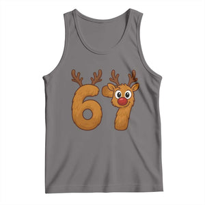 Funny 67 Christmas Reindeer Tank Top Six Seven Meme Xmas Holiday TS11 Deep Heather Print Your Wear