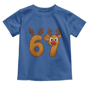 Funny 67 Christmas Reindeer Toddler T Shirt Six Seven Meme Xmas Holiday TS11 Royal Blue Print Your Wear