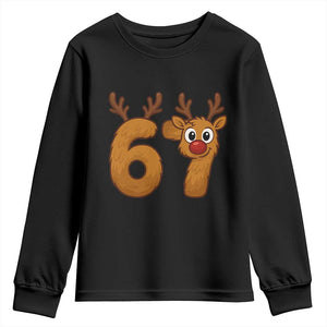 Funny 67 Christmas Reindeer Youth Sweatshirt Six Seven Meme Xmas Holiday TS11 Black Print Your Wear
