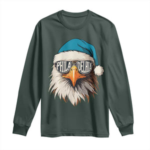 Christmas Football Lover Long Sleeve Shirt Green Santa PFE Game Day TS11 Dark Forest Green Print Your Wear