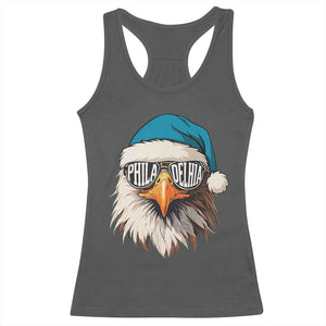 Christmas Philadelphia Fan Racerback Tank Top Santa Eagles Sport Philly Fan Game Day TS11 Dark Heather Print Your Wear