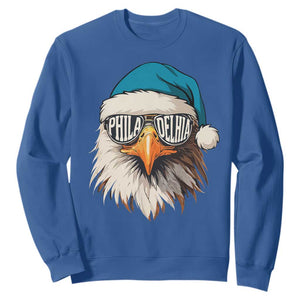 Christmas Philadelphia Fan Sweatshirt Santa Eagles Sport Philly Fan Game Day TS11 Royal Blue Print Your Wear