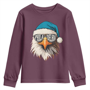 Christmas Football Lover Youth Sweatshirt Green Santa PFE Game Day TS11 Maroon Print Your Wear