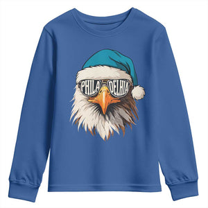 Christmas Football Lover Youth Sweatshirt Green Santa PFE Game Day TS11 Royal Blue Print Your Wear