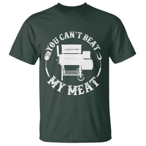 Funny You Can't Beat My Meat T Shirt Vintage Grilling BBQ Chef TS11 Dark Forest Green Print Your Wear