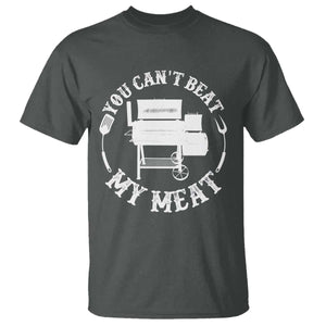 Funny You Can't Beat My Meat T Shirt Vintage Grilling BBQ Chef TS11 Dark Heather Print Your Wear