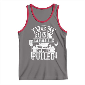 Funny BBQ Grilling I Like My Butt Rubbed And My Pork Pulled Tank Top Barbecue Father's Day TS11 Deep Heather Red Print Your Wear