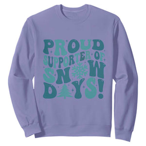 Funny Proud Supporter Of Snow Days Sweatshirt Teacher Winter Season Snowflake TS11 Violet Print Your Wear