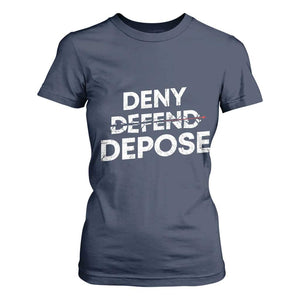 Deny Defend Depose T Shirt For Women Vintage Shooting Breaks Bullet Through TS11 Navy Print Your Wear