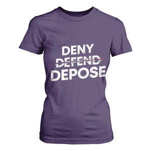 Deny Defend Depose T Shirt For Women Vintage Shooting Breaks Bullet Through TS11 Purple Print Your Wear