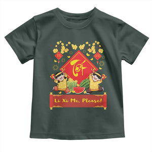 Funny Tet Vietnamese New Year 2025 Toddler T Shirt Li Xi Me Please Viet Holiday TS11 Dark Forest Green Print Your Wear