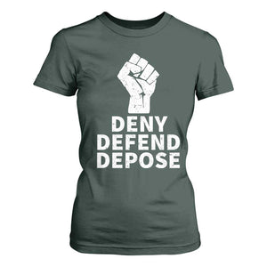 Deny Defend Depose T Shirt For Women Vintage Hand Fist TS11 Dark Forest Green Print Your Wear